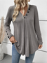Women Plain V Neck Casual Long Sleeve T-shirt