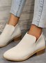 British Style Four Seasons Solid Color Pointed Toe Casual Rear Zipper Low Heel Thick Heel Single Shoes