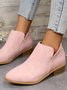 British Style Four Seasons Solid Color Pointed Toe Casual Rear Zipper Low Heel Thick Heel Single Shoes