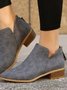 British Style Four Seasons Solid Color Pointed Toe Casual Rear Zipper Low Heel Thick Heel Single Shoes