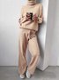 Women's Adjustable Strap Plain Daily Going Out Two-Piece Set Khaki Casual Spring/Fall Top With Pants Matching Set