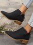 British Style Four Seasons Solid Color Pointed Toe Casual Rear Zipper Low Heel Thick Heel Single Shoes