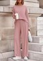 Casual Regular Fit Plain Crew Neck Two-Piece Set