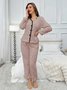 Plain Fluff/Granular Fleece Fabric Simple Lounge Set