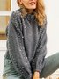 Girly Balloon Sleeve Plain Mock Neck Cotton-Blend Sweater
