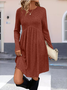 Women's Long Sleeve Spring/Fall Khaki Plain Split Joint Crew Neck Daily Going Out Casual Mini A-Line Tank Dress
