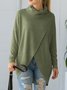 Women Plain Mock Neck Casual Long Sleeve T-shirt