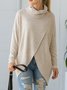 Women Plain Mock Neck Casual Long Sleeve T-shirt