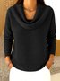 Women Plain Mock Neck Casual Long Sleeve T-shirt