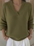 Casual Plain V Neck Sweater