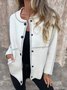 Casual Plain Crew Neck Cardigan