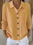 Casual Plain Buttoned Shirt Collar Cardigan