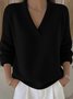 Casual Plain V Neck Sweater