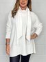 Casual Plain Crew Neck Blouse With Scarf