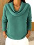 Women Plain Mock Neck Casual Long Sleeve T-shirt