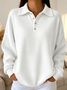 Women Plain Shawl Collar Casual Long Sleeve T-shirt