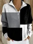 Regular Fit Zipper Multicolor Block Casual Sweatshirt