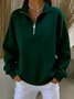 Plain Regular Fit Casual Zipper Sweatshirt