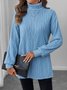 Women Plain Turtleneck Casual Long Sleeve T-shirt