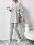 Women's Embossed Plain Daily Going Out Two-Piece Set Black Casual Spring/Fall Top With Pants Matching Set