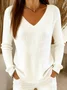 Casual Plain V Neck Sweater