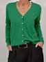 Casual Plain V Neck Cardigan