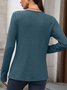 Women Plain V Neck Casual Long Sleeve T-shirt