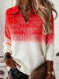 Shawl Collar Gradient Pattern Simple Loose Sweater