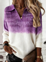 Shawl Collar Gradient Pattern Simple Loose Sweater