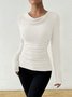 Women Plain Crew Neck Casual Long Sleeve T-shirt
