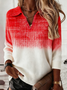Shawl Collar Gradient Pattern Simple Loose Sweater