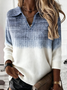 Shawl Collar Gradient Pattern Simple Loose Sweater