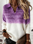 Shawl Collar Gradient Pattern Simple Loose Sweater