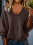 Wool/Knitting Loose Lady Romance V Neck Sweater