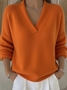 Casual Plain Split Joint Cotton Sweater