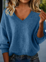 Wool/Knitting Loose Lady Romance V Neck Sweater