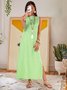 Women Casual Plus Size Stripe Crew Neck Sleeveless Split Summer Maxi Dress