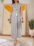 Women Casual Plus Size Stripe Crew Neck Sleeveless Split Summer Maxi Dress