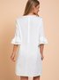 White Chiffon Bell Sleeve Weaving Dress