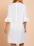 White Chiffon Bell Sleeve Weaving Dress