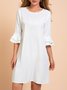 White Chiffon Bell Sleeve Weaving Dress