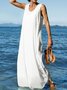 Women Summer Plus Size Sleeveless U-Neck Linen Maxi Knitting Dress