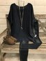 Summer Loose Solid Casual Short Sleeve Cotton and Linen Tunic Top