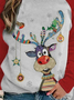 New Christmas Elk Print  Casual Long Sleeve Cartoons Sweaters