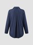 Women Solid Irregular Single-breasted Button Cotton Long Sleeve Linen Blouse