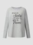 Letter Printed Crew Neck Shift Casual Long Sleeve Shirts & Tops