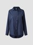 Women Solid Irregular Single-breasted Button Cotton Long Sleeve Linen Blouse