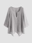 Women's Shirt Blouse Linen Plain Casual Asymmetric Long Sleeve Daily Basic V Neck Regular Fit Fall & Winter