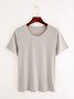 Women Casual Crew Neck Plain Short Sleeve Summer T-shirt