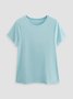 Women Casual Crew Neck Plain Short Sleeve Summer T-shirt